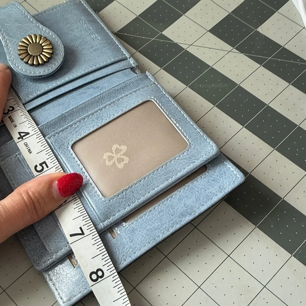Blue Women's Wallet with Floral Accent